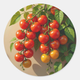 Tomato Plant Gardening Themed Summer Vibes Runder Aufkleber