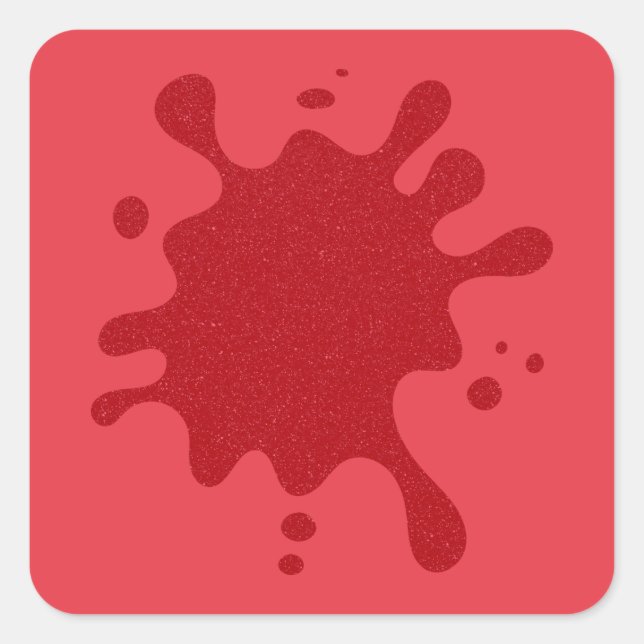 Tomato Red Glitzer Splash Square Stickers (Custom) (Vorderseite)