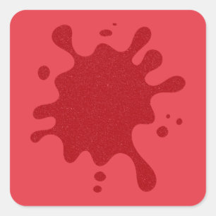 Tomato Red Glitzer Splash Square Stickers (Custom)