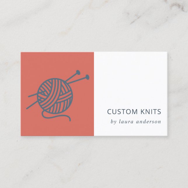 TOMATO RED NAVY GRAY KNITTING WOOL YARBALL VISITENKARTE (Vorderseite)