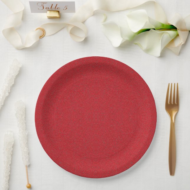 Tomato Red Noise Texture Party Plate - Anpassen Pappteller (Hochzeit)