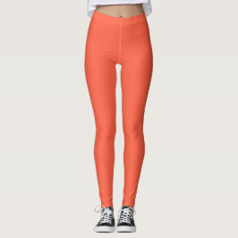 Tomato Red Solid Color Leggings