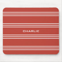Tomato Red Stripes Custom Monogramm Mousepad