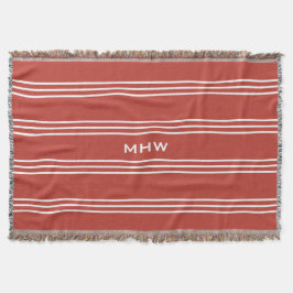 Tomato Red Stripes kundenspezifische Monogramm-Wur Decke