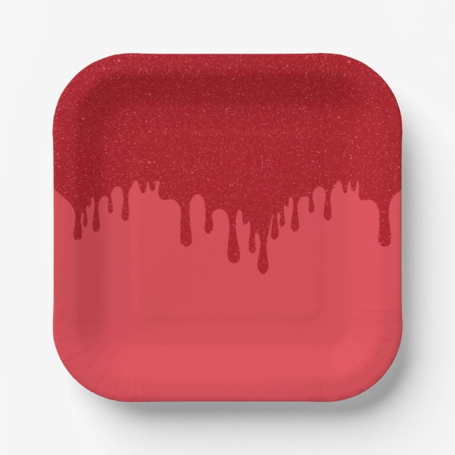 Tomato Red Tropfen Custom Paper Plate Pappteller (Vorderseite)