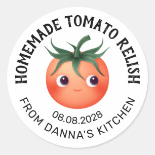 Tomato Relish canning label with baby tomato Runder Aufkleber