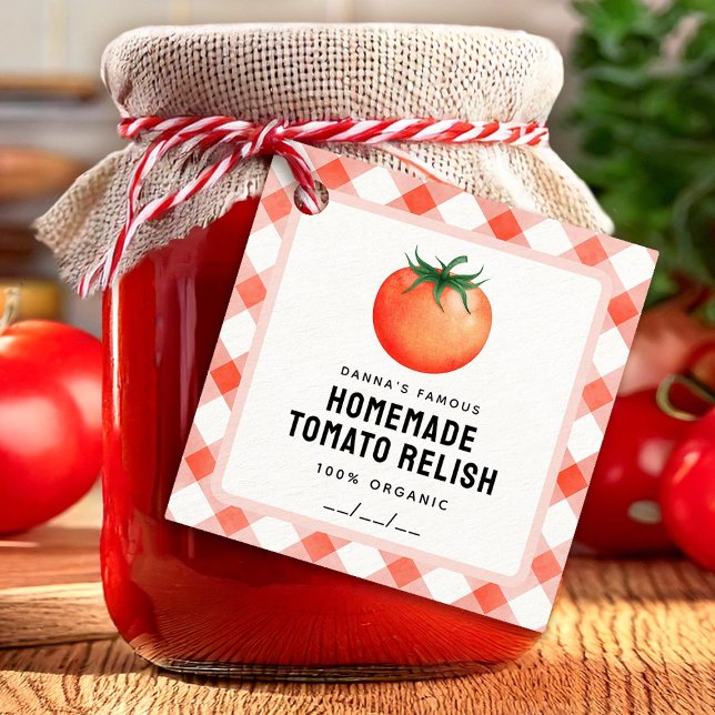 Tomato Relish Label mit rotem Tomatenschaubild (Von Creator hochgeladen)
