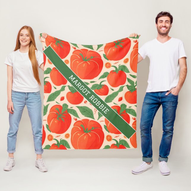 Tomato Retro Personalisiertes Muster Fleecedecke (Beispiel)