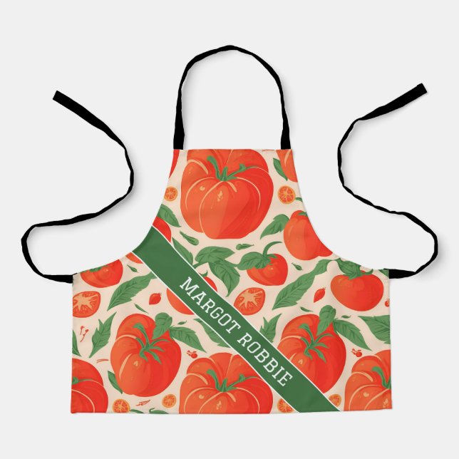 Tomato Retro Personalisiertes Muster Schürze (Vorderseite)