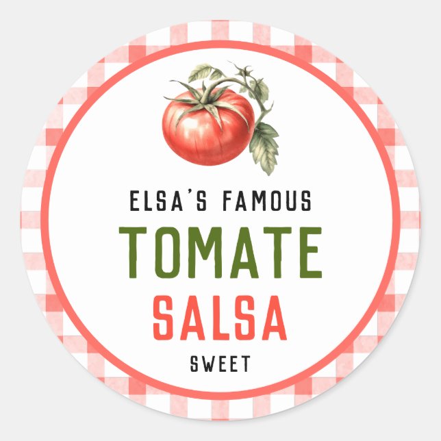 Tomato Salsa Konserve mit rotem Tomatenschaum Runder Aufkleber (Vorderseite)