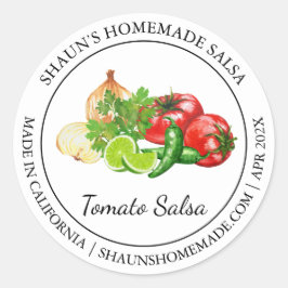 Tomato Salsa Modernes Label Runder Aufkleber