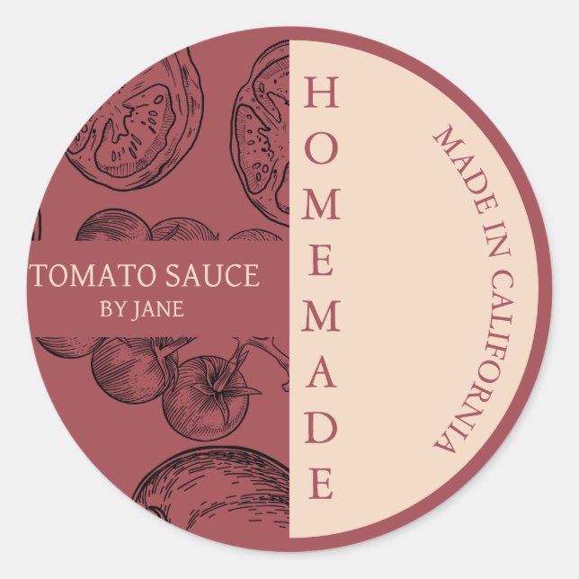 Tomato Sauce Modern Business Label Runder Aufkleber (Vorderseite)