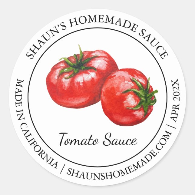 Tomato Sauce Modernes Label Runder Aufkleber (Vorderseite)