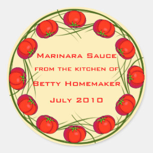 Tomato Sauce oder Marinara Sauce Labels Runder Aufkleber