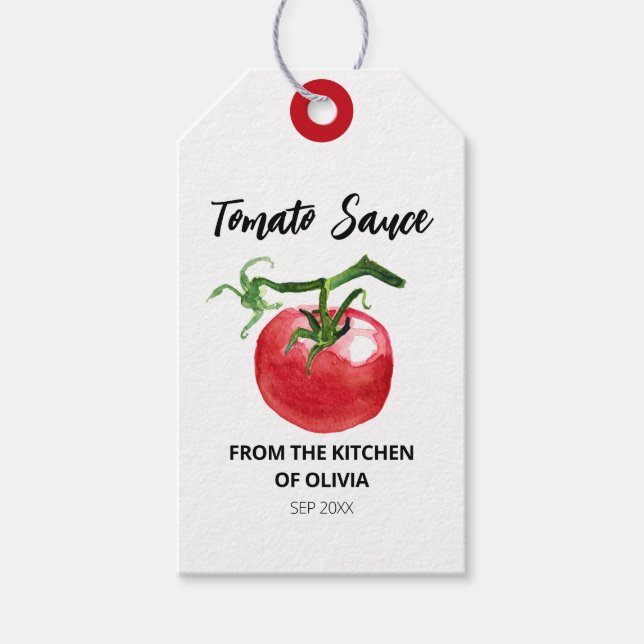 Tomato Sauce Watercolor Geschenkanhänger (Vorderseite)
