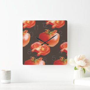 Tomato Slice Quadratische Wanduhr