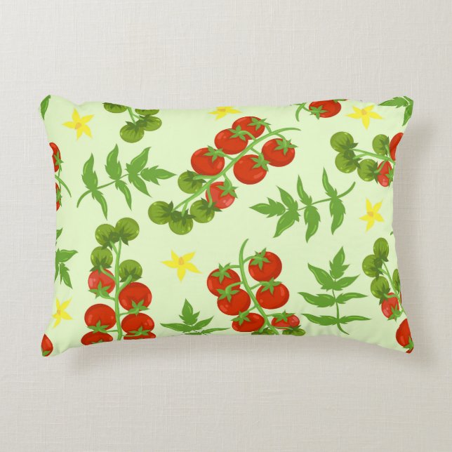 Tomato Tango: Vintager Gemüseaufdruck Dekokissen (Vorderseite)