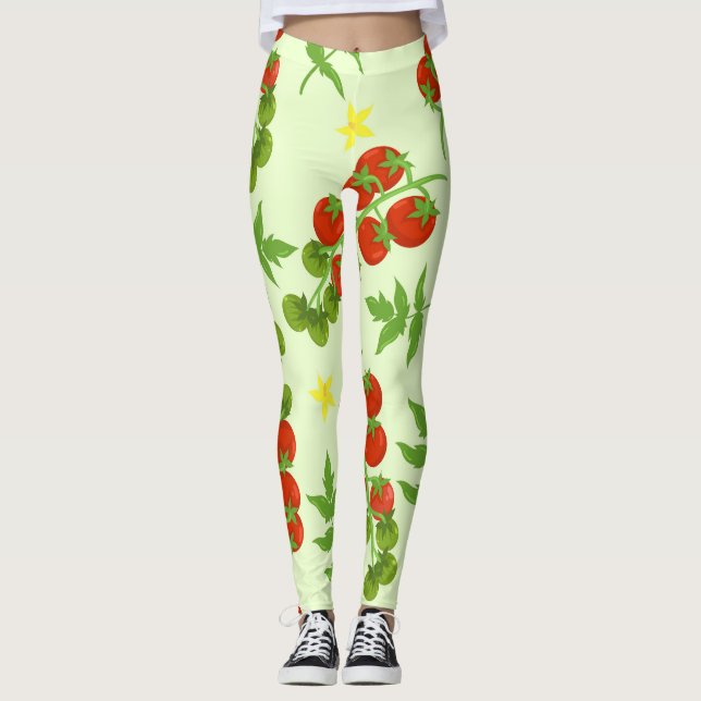 Tomato Tango: Vintager Gemüseaufdruck Leggings (Vorderseite)