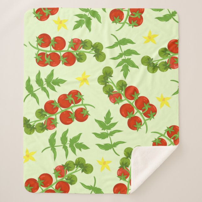Tomato Tango: Vintager Gemüseaufdruck Sherpadecke (Vorderseite)
