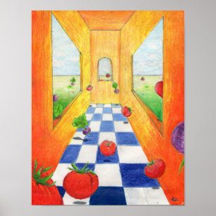 Tomato und Radish Küche Print Salad Party! Poster