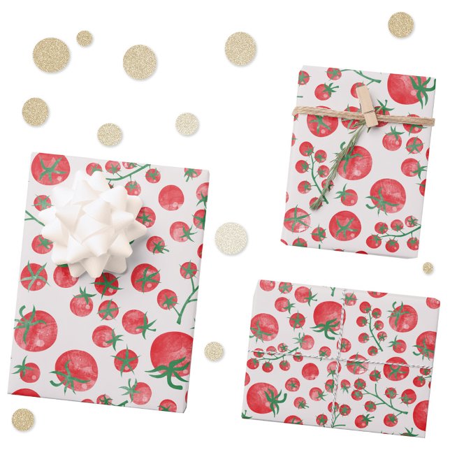 Tomato Watercolor Geschenkpapier Set (Fun tomato watercolor gift wrapping paper sheets)