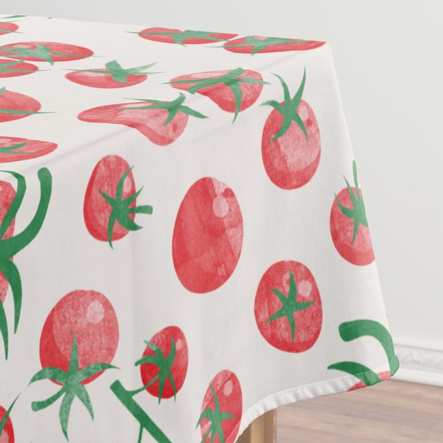 Tomato Watercolor Pattern Tischdecke (Modern watercolor tomato pattern Mediterranean summer tablecloth)