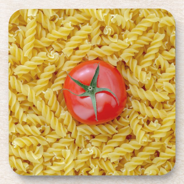 Tomato with fusilli pasta getränkeuntersetzer (Vorderseite)