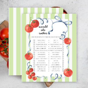 Tomato würde sie eher ein Baby-Duschspiel machen