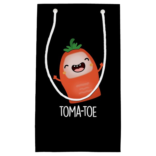Tomatoe Funny Tomato Pun Dark BG Kleine Geschenktüte (Vorderseite)