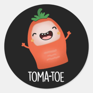 Tomatoe Funny Tomato Pun Dark BG Runder Aufkleber