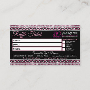 Tombola-Ticket Glitz Pink Schmuckgeschäft Visitenkarte