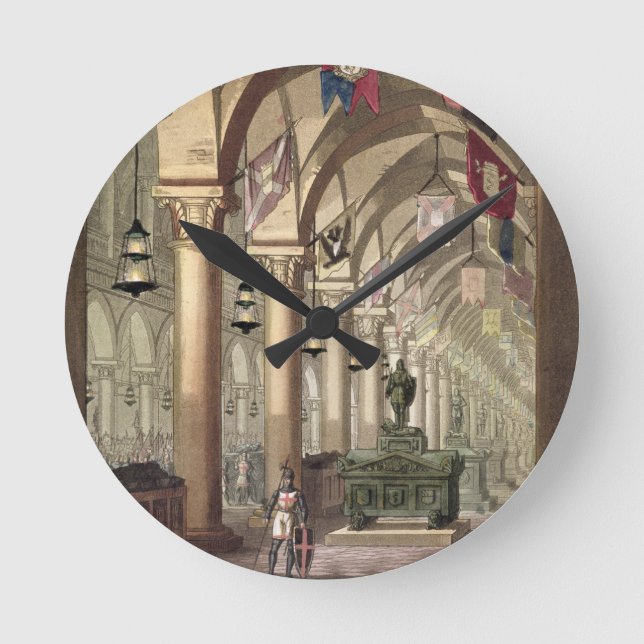 Tombs of the Knights Templar, c.1820-39 (aquatint) Runde Wanduhr (Vorderseite)