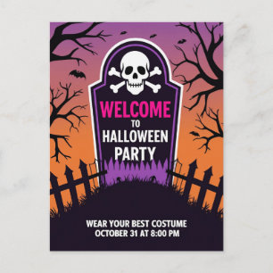 Tombstone-Skull-Halloween-Party Feiertagspostkarte