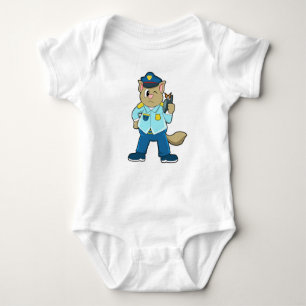Tomcat als Polizeibeamter mit Uniform & Mikrofon Baby Strampler