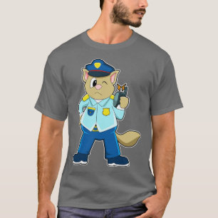 Tomcat als Polizeibeamter mit Uniform-Mikrofon T-Shirt