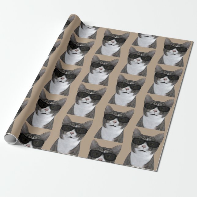 Tomcat sieht so Cool aus mit Schatten Geschenkpapier (Ungerollt)