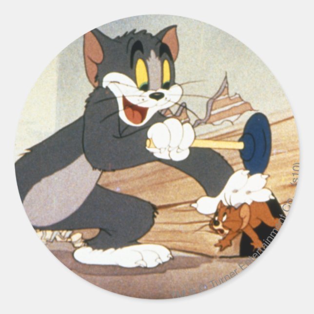 Tome und Jerry Plunger Runder Aufkleber (Vorderseite)
