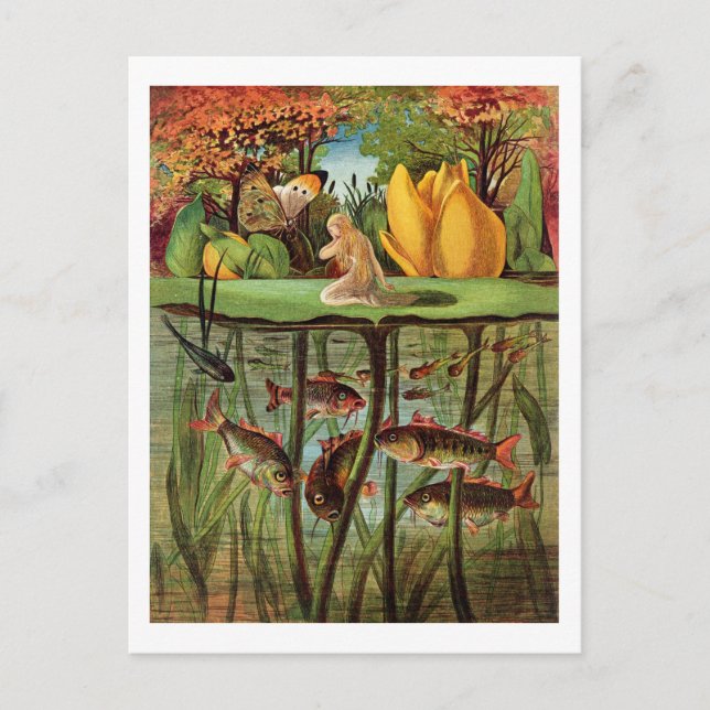 Tommelise ist sehr trostlos auf dem Lilienblatt, Postkarte (Vorderseite)