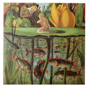 Tommelise sehr trostlos auf dem Wasserlilienblatt, Fliese