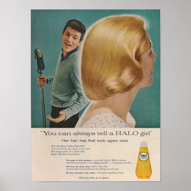 Tommy Sands 1958 Halo Shampoo Ad Poster (Vorne)