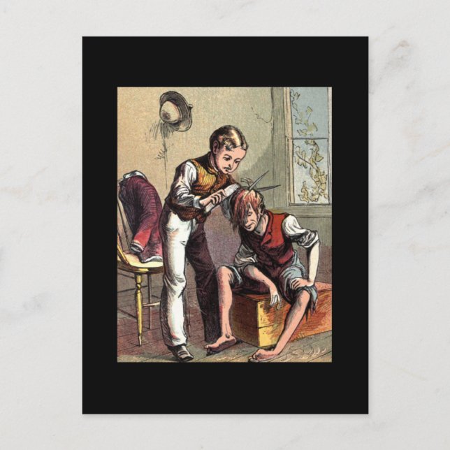 Tommy Tatters erhält einen Haarschnitt Postkarte (Vorderseite)