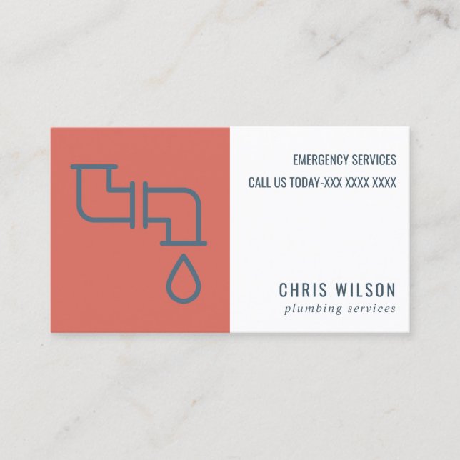 TOMOTO RED NAVY PLUMBER SERVICE PIPS PLUMBING VISITENKARTE (Vorderseite)