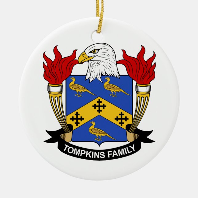 Tompkins Familienwappen Keramikornament (Vorne)
