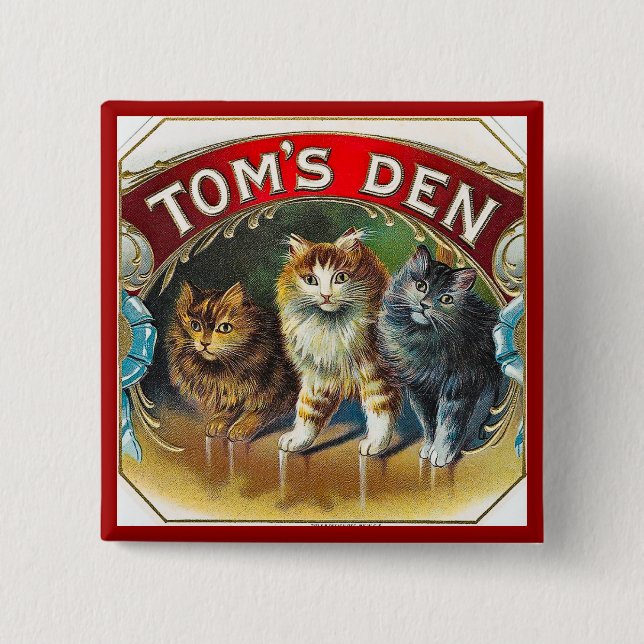 Toms Höhlen-Vintager Zigarren-Aufkleber Button (Vorderseite)