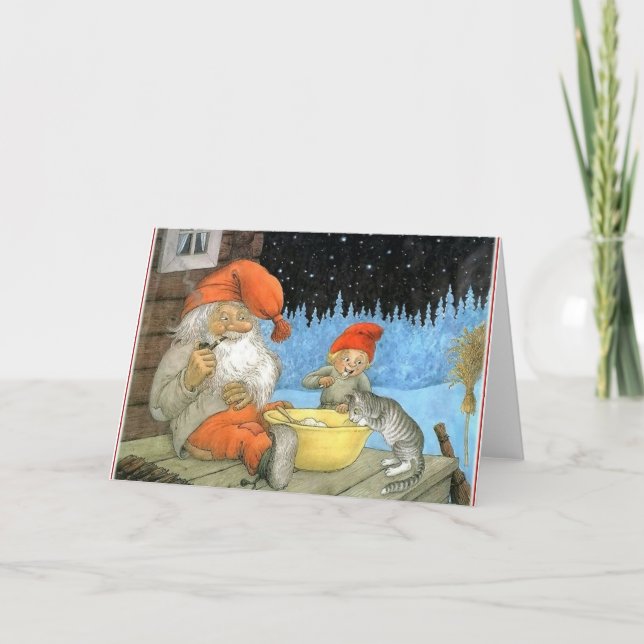 Tomte Nisse, alias Santa Clause Feiertagskarte (Vorderseite)