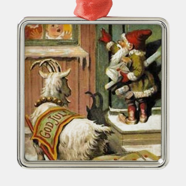 Tomte Nisse, alias Weihnachtsmann Silbernes Ornament (Vorne)