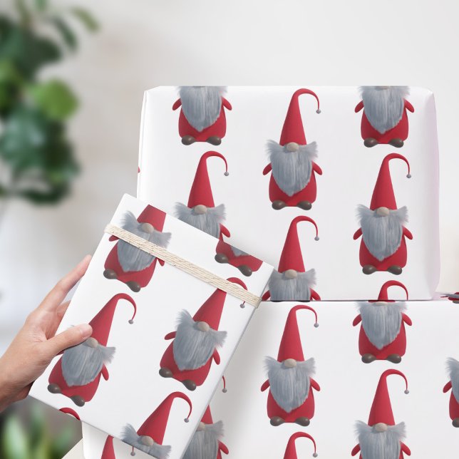 Tomte Nisse Christmas Gnome Rot und Weiß Urlaub Geschenkpapier (Christmas Gnome Wrapping paper just for you)