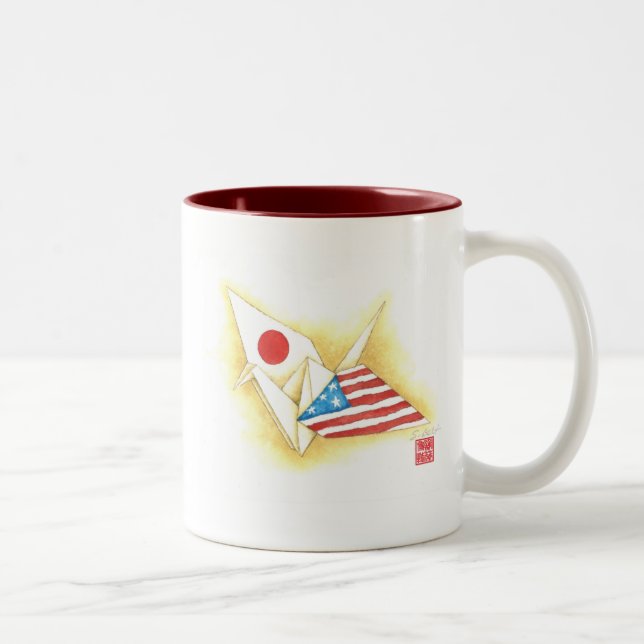 Ton ~ der Kaffee-Tassen-zwei Japan-USAfreundschaft Zweifarbige Tasse (Rechts)