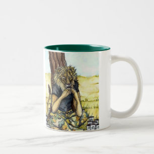 Ton des Kaffee-Löwe-Ernster Kaffee-2 Zweifarbige Tasse