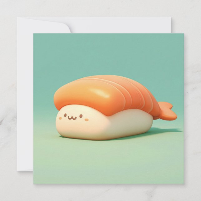 Ton Garnelen Nigiri Sushi Illustration Postkarte (Vorderseite)